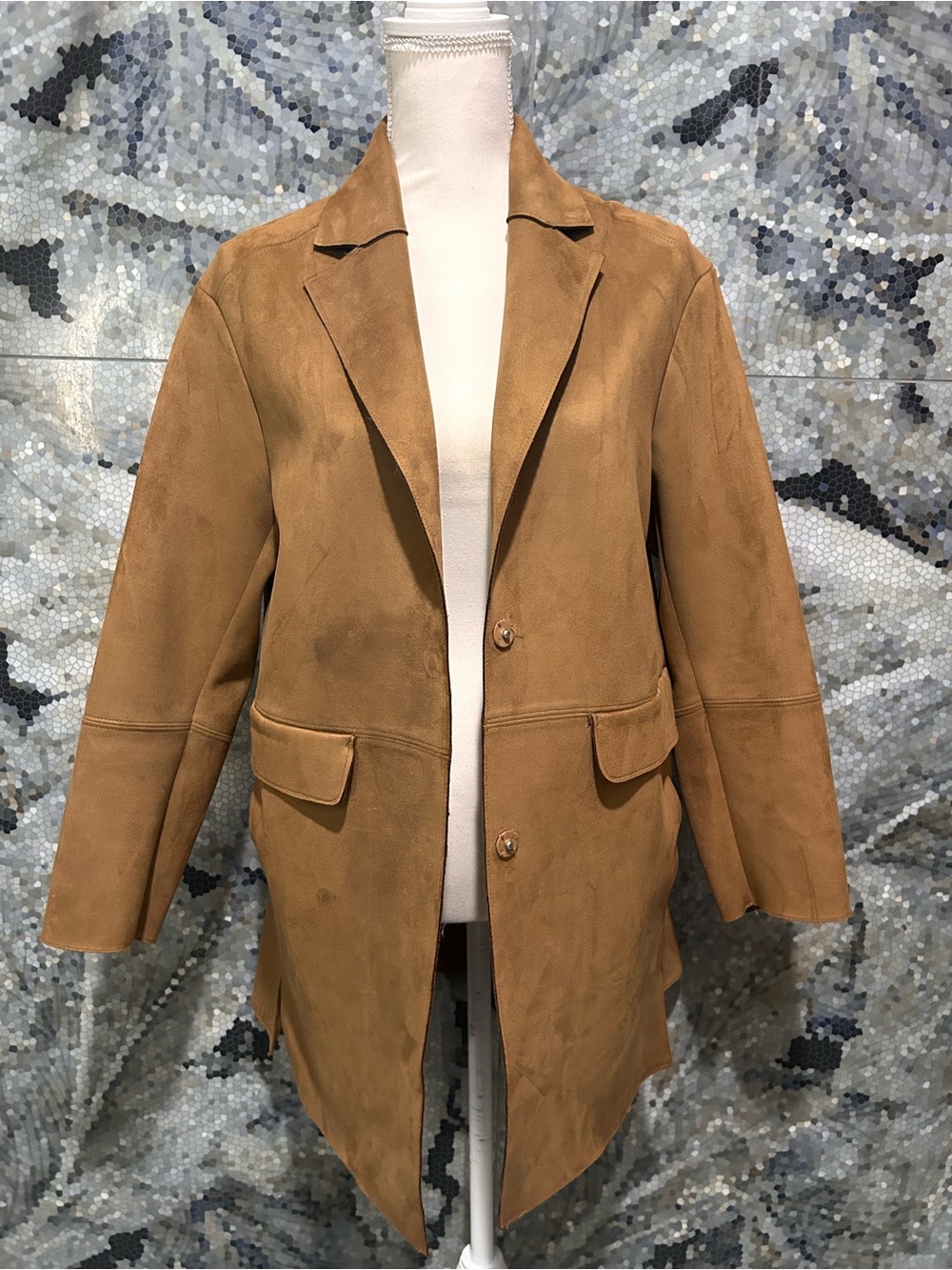H&M Suede Trench Coat in Tan